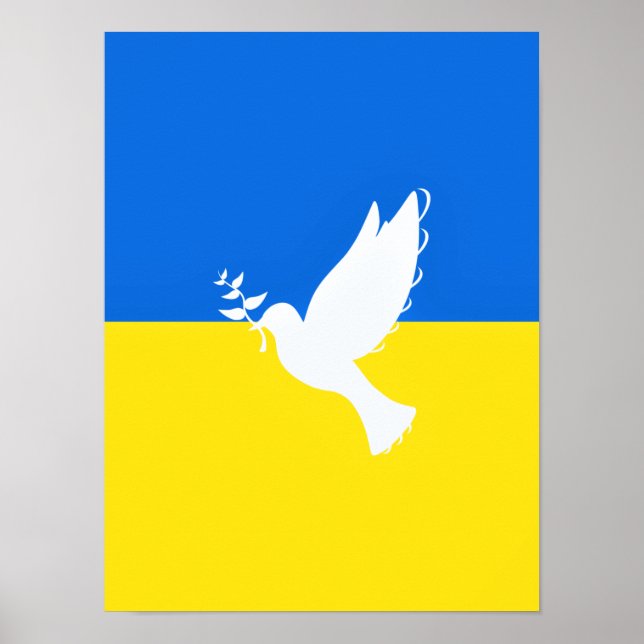 Poster Bandeira da Ucrânia - Pomba da Paz - Liberdade - P (Frente)
