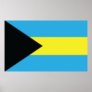 Poster Bandeira das Bahamas em preto, Dourado e aquamarin