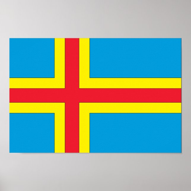 Póster Bandeira das Ilhas Aland (Frente)