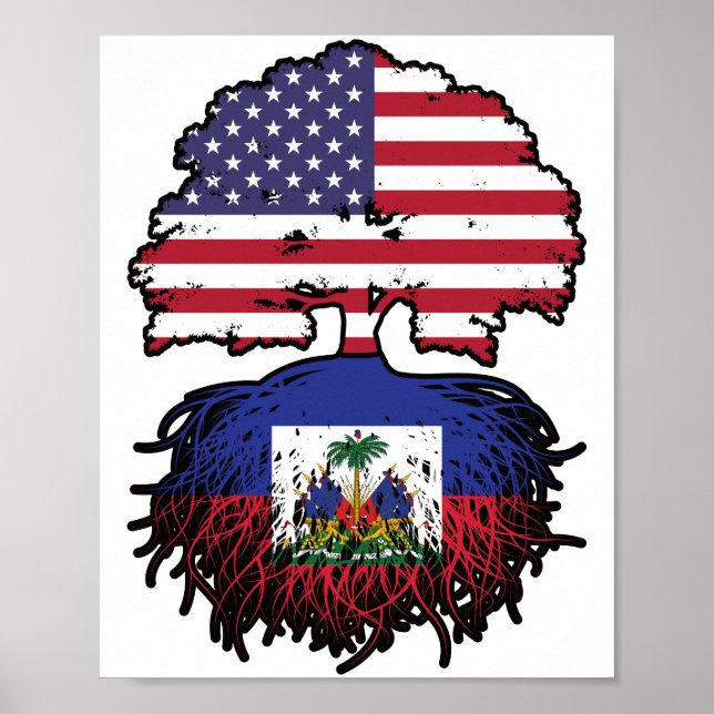 Poster Bandeira das Raízes da Árvore Norte Americana do H (Frente)