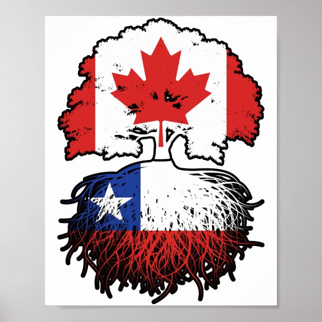 Poster Bandeira das Raízes das Árvores do Canadá chileno (Frente)