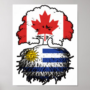 Poster Bandeira das Raízes das Árvores do Canadá Uruguai