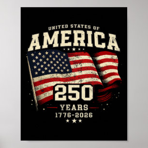 Poster Bandeira de Aniversário de 250 Anos dos EUA 1776 2