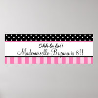 Bandeira de Aniversário Paris com Pontos Pink e Pr