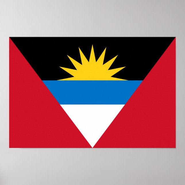 Poster Bandeira de Antígua e Barbuda Patriótica (Frente)