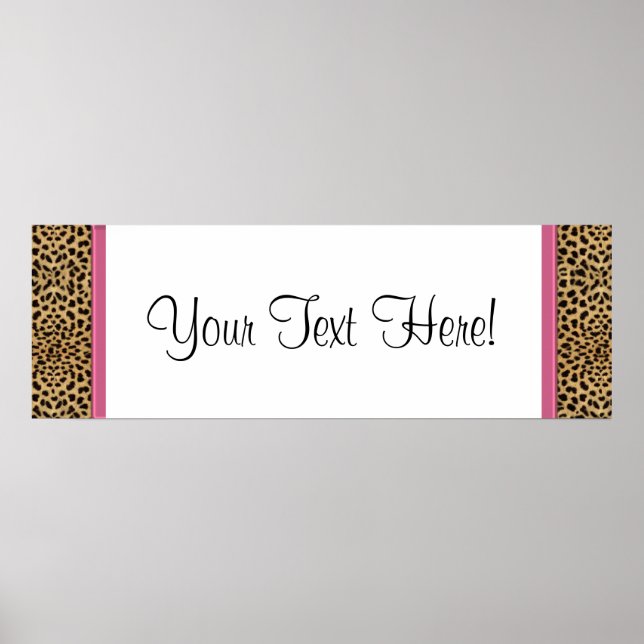 Poster Bandeira de Babyshower de Leopardo Rosa Bebê (Frente)