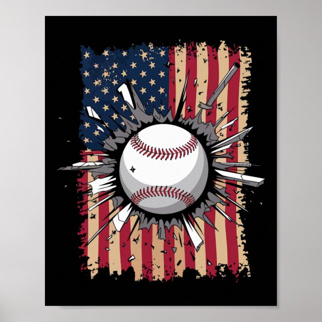 Poster Bandeira de Baseball nos Estados Unidos (Frente)
