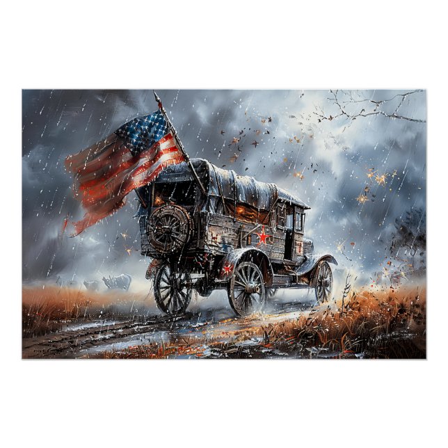 Póster Bandeira de Batalha Americana (Frente)