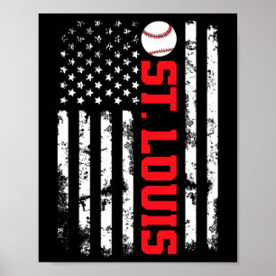 Poster Bandeira de beisebol de St. Louis EUA