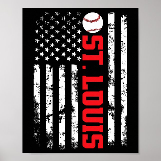 Poster Bandeira de beisebol de St. Louis EUA  (Frente)