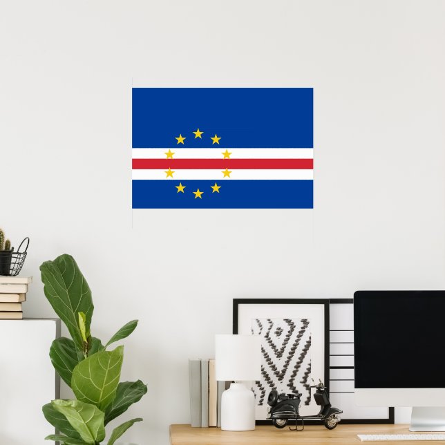 Poster Bandeira de Cabo Verde (Escritório em casa)