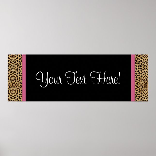 Poster Bandeira de Chá de Bebê Leopardo Rosa (Frente)