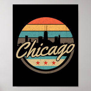 Poster Bandeira de Chicago Skyline Vintage Illinois EUA L