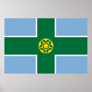 Poster Bandeira de Derbyshire (Condado de England, Reino 