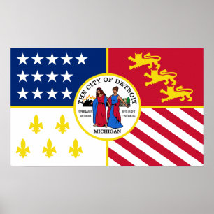 Póster Bandeira de Detroit