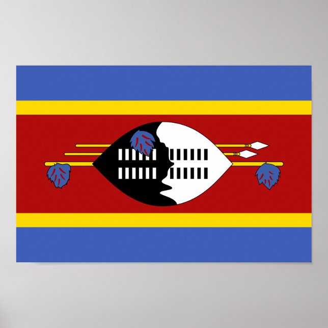 Poster Bandeira de Essuatíni (Frente)