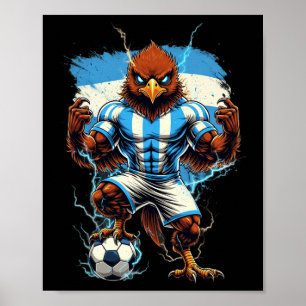 Poster Bandeira de Fã de Futebol da Argentina Vintage Org