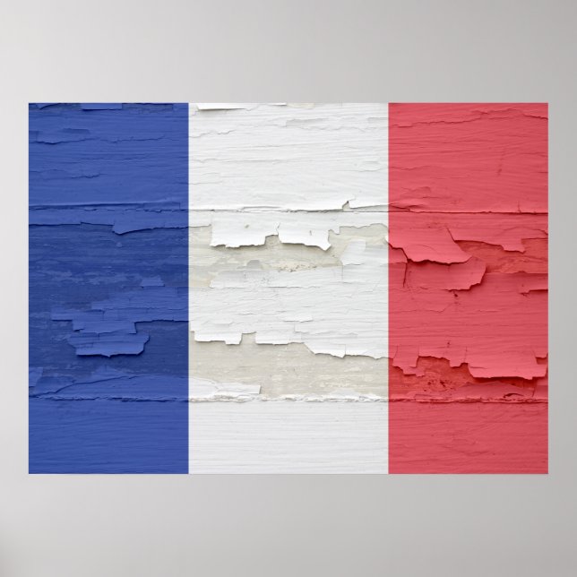 Poster Bandeira de France Weathered (Frente)
