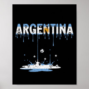 Poster Bandeira de Futebol da Argentina com Efeito de Got