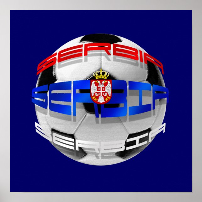 Póster Bandeira de futebol da Sérvia de presentes de arte (Frente)
