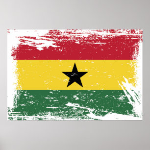 Póster Bandeira de Ghana do Grunge