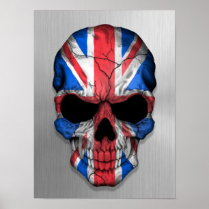 Poster Bandeira de Grâ Bretanha em um gráfico de aço d