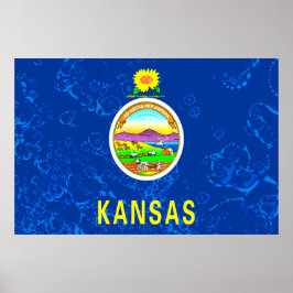 Poster Bandeira de Grunge do Estado do Kansas