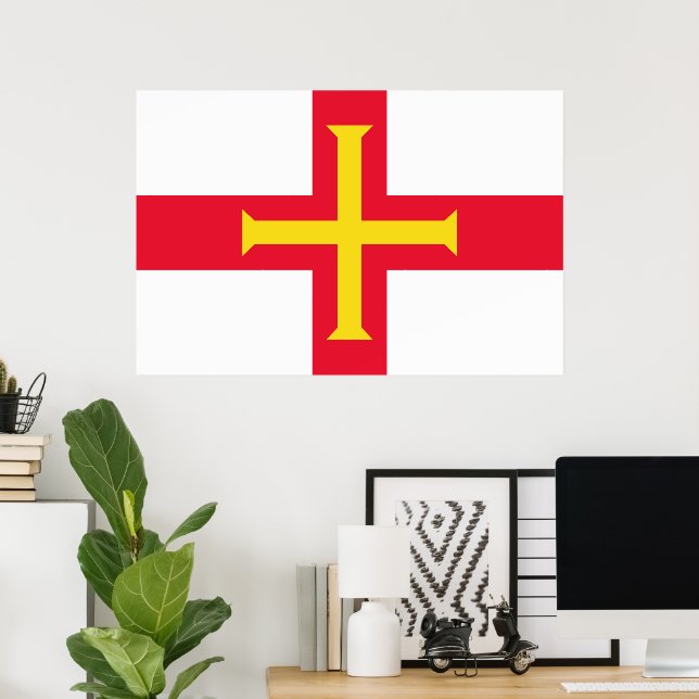 Poster bandeira de Guernsey (Escritório em casa)