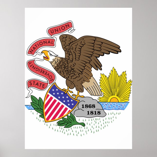 Poster Bandeira de Illinois (Frente)