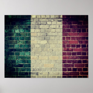 Póster Bandeira de Italia do vintage em uma parede de
