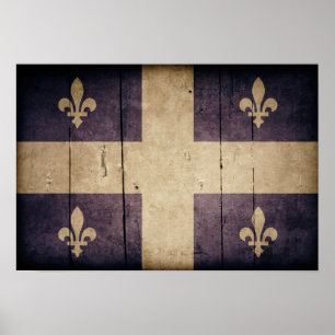 Poster Bandeira de madeira áspera de Quebeque