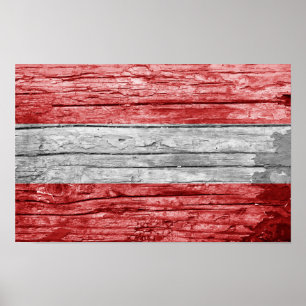 Poster Bandeira de madeira da Áustria
