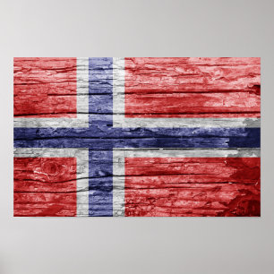 Poster bandeira de madeira da Noruega