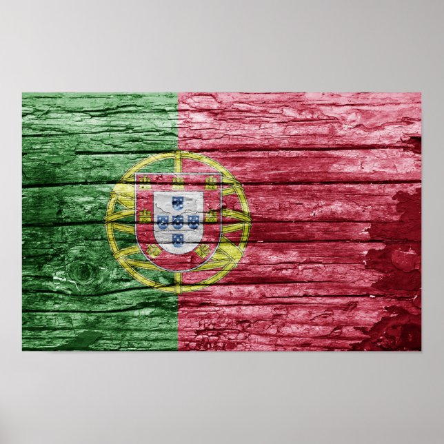 Poster bandeira de madeira de Portugal (Frente)