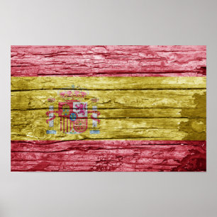 Poster bandeira de madeira espanhola