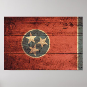 Póster Bandeira de madeira velha de Tennessee;