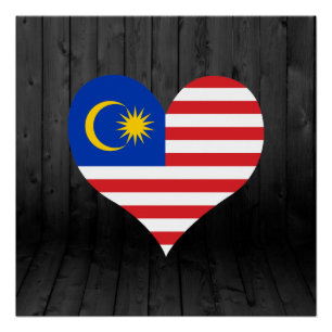 Póster Bandeira de Malaysia colorida