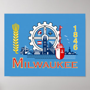 Poster Bandeira de Milwaukee, Wisconsin