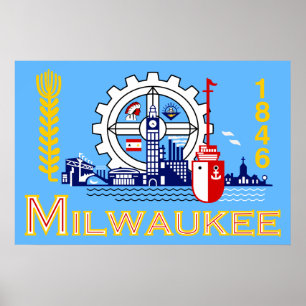 Póster Bandeira de Milwaukee, Wisconsin, os Estados