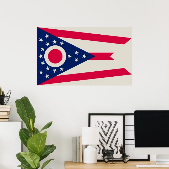 Poster Bandeira de Ohio: A Bandeira do Estado Buckeye (Escritório em casa)