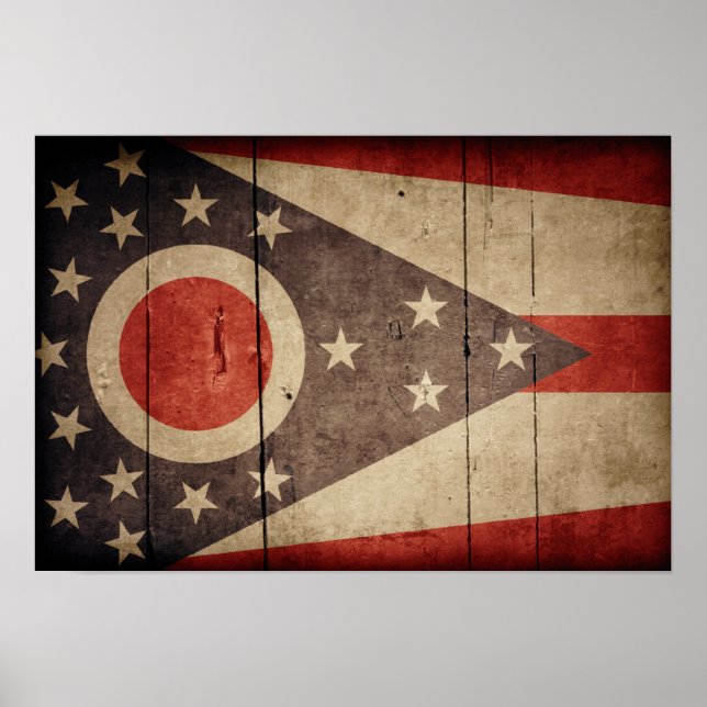 Póster Bandeira de Ohio com Madeira resistente (Frente)