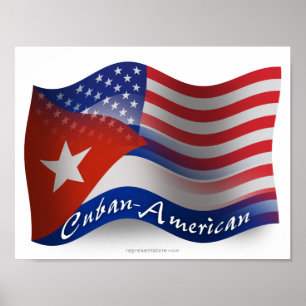 Póster Bandeira de Ondas Cubanas-Americanas