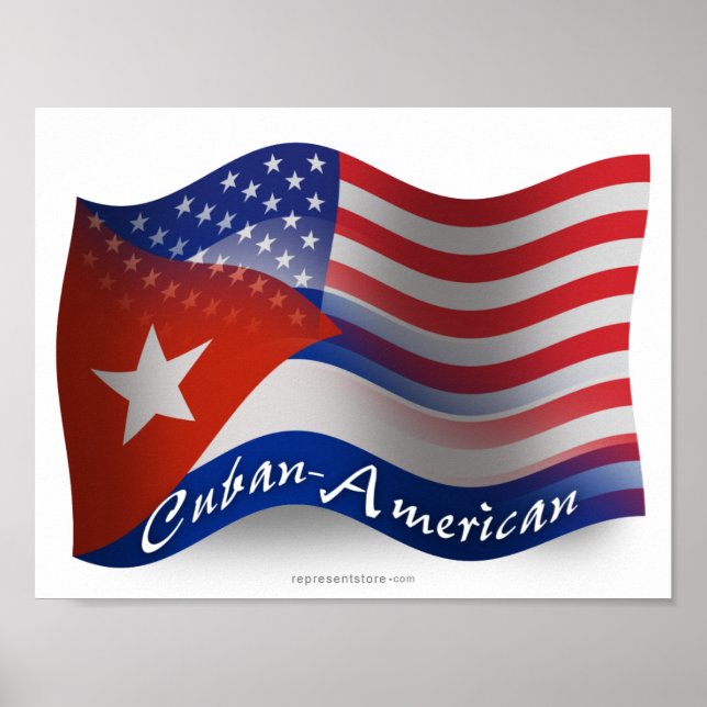 Póster Bandeira de Ondas Cubanas-Americanas (Frente)