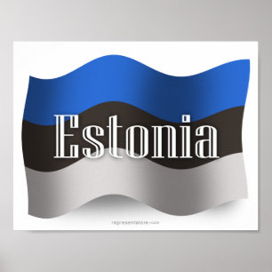 Póster Bandeira de ondulação de Estónia