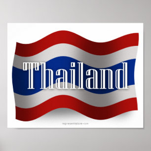 Póster Bandeira de ondulação de Tailândia