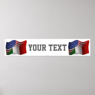 Poster Bandeira de ondulação Italiano-Americana da