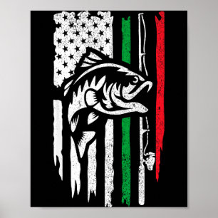 Poster Bandeira de Pesca Italiana Americana Para Pescador