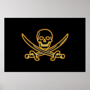 Póster Bandeira de pirata alegre de incandescência de