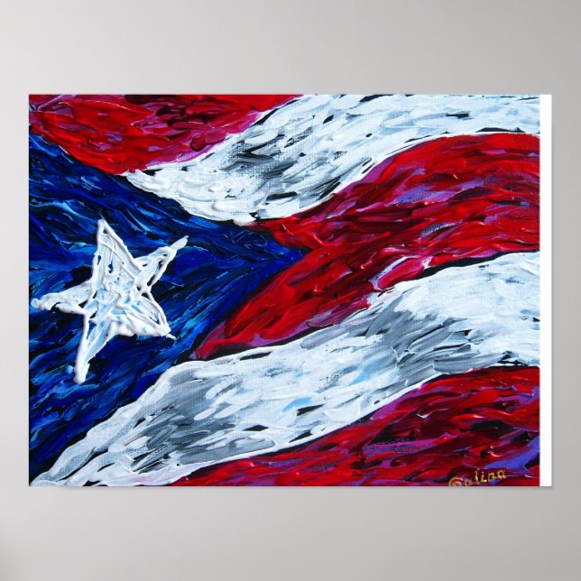 Poster Bandeira de Porto Rico (Frente)