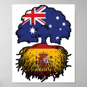 Poster Bandeira de Raízes da Árvore Australiana da espanh
